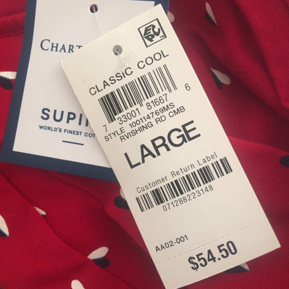 NWT Charter Club Ruffle Sleeve Bi-Color Heart Top - Picture 3 of 4